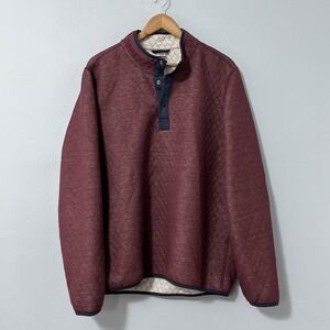 Marine Layer Sweatshirt Mens XL Burgundy Quilted Snap Henley Pullover Top Casual